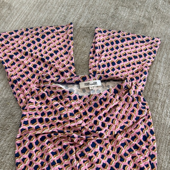 Diane Von Furstenberg Brooklyn Matte Jersey Pants in Micro Net Deep Blue Size XS - Picture 9 of 10